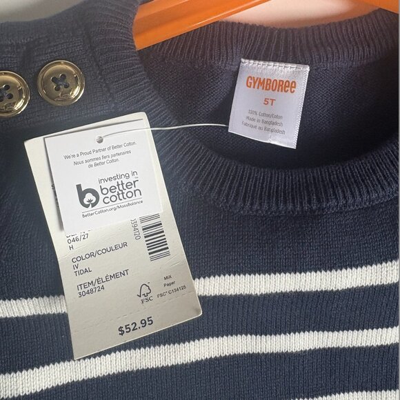 Gymboree Girls' Striped Sweater Dress - Size 5T - Navy Blue & White (NWT) - Picture 6 of 7